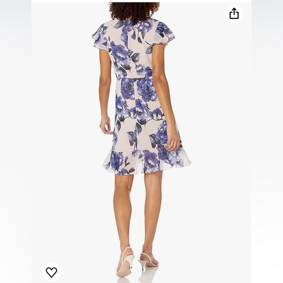 Adrianna Papell Geranium Floral Faux Wrap Mini Dress - Picture 4 of 15